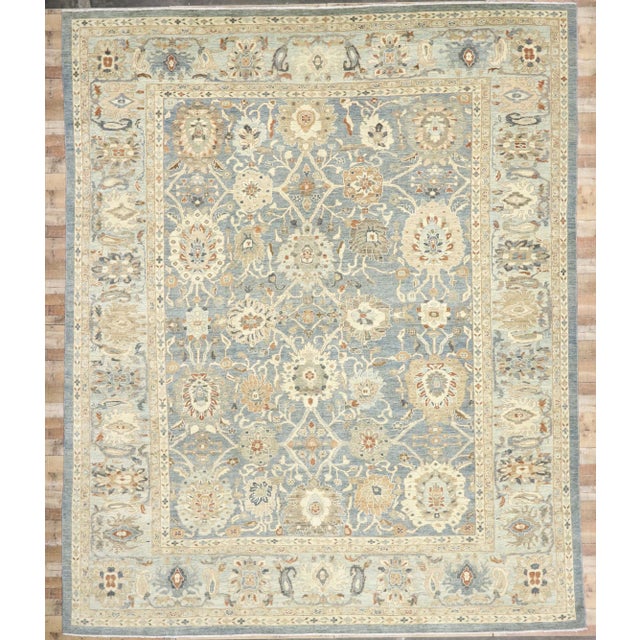 Cerulean Persian Sultanabad Rug - 13'00 X 15'09 For Sale - Image 8 of 9