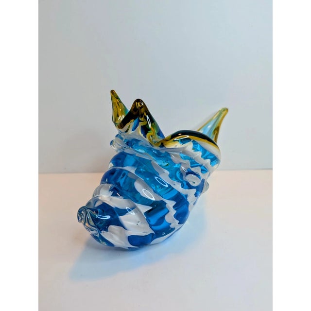 Mid-Century Modern Vintage Murano Style Conch Sea Shell Art Glass Sculpture Figurine For Sale - Image 3 of 5
