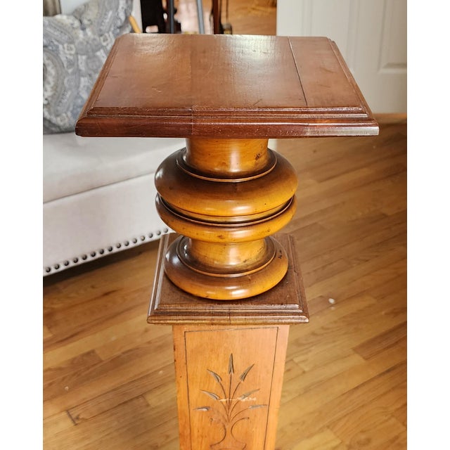 Traditional Vintage Neoclassical Revival Style Wooden Display Pedestal Stand For Sale - Image 3 of 9