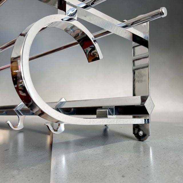 Art Deco Wall-Mounted Coat Rack in Chrome-Plated Brass, France, 1930s For Sale - Image 4 of 10