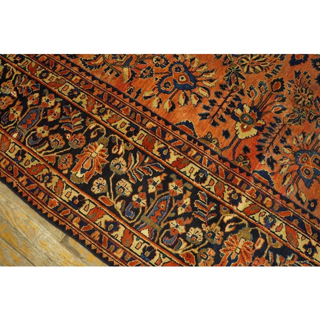 1920s 1920s Raspberry Pink Classic Medallion Antique Persian Sarouk Carpet 9' 6" X 12' Knotted Wool Rug For Sale - Image 5 of 9