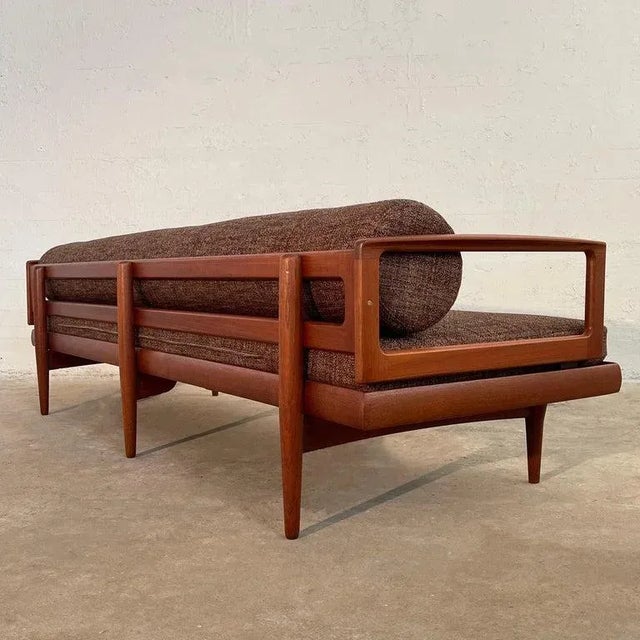 1960s 1960s Scandinavian Modern Low Teak Upholstered Sofa For Sale - Image 5 of 12