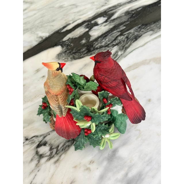 Lenox Winter Greetings Porcelain Cardinal Motif Candle Holder For Sale - Image 10 of 13