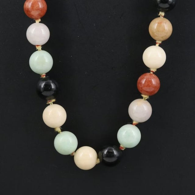 Gumps 14k Gold Clasp Jadeite Nephrite Jade Beads Necklace Multicolor Estate Vintage For Sale - Image 12 of 13
