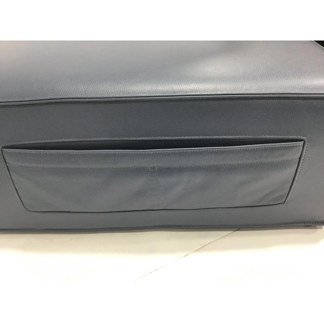 Modern Modern Slate Leather Pocket Ottoman For Sale - Image 3 of 4