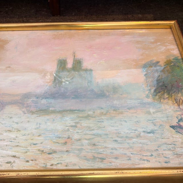 Paint Mid 20th Century Pair of Original Seine River Paintings by Andre Barbier For Sale - Image 7 of 12
