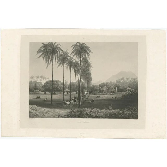 Antique print titled 'Banjowangui'. Chine-collé aquatint of Banyuwangi, Java, Indonesia. Originates from the series...
