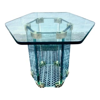 Hexagon Glass Side Table by Leon Rosen for Pace Collection For Sale