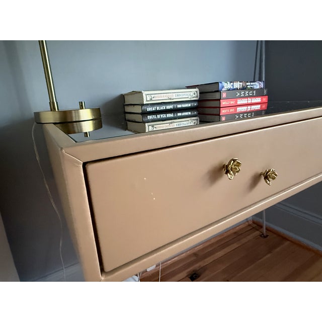 Pair of Custom Made Leather Wrapped Floating Nightstands For Sale In Washington DC - Image 6 of 13