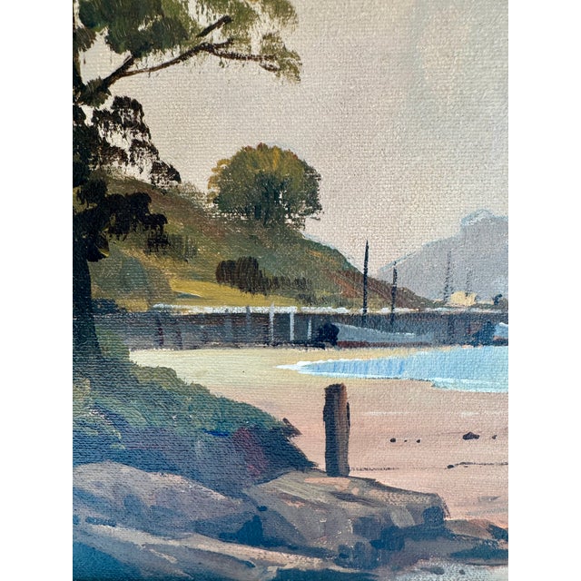 Vintage Signed by Don Micklethwaite British Coastal Harbor Scene Painting by Don Micklethwaite in Custom Frame For Sale In Houston - Image 6 of 10