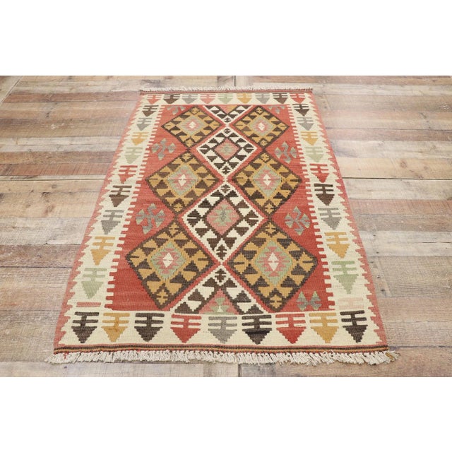 Textile Vintage Persian Shiraz Kilim Rug - 03'01 X 04'10 For Sale - Image 7 of 9