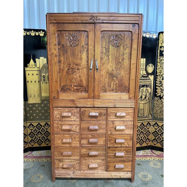 Gold Art Deco Buffet in Elm For Sale - Image 8 of 8