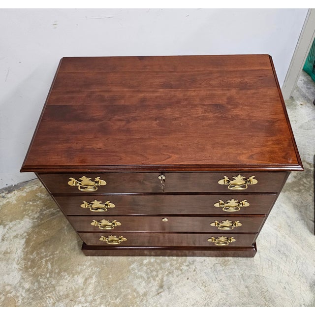 Statton Furniture Statton Trutype Americana Chippendale Solid Black Cherry Lateral Filing Cabinet For Sale - Image 4 of 11