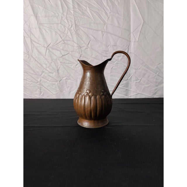 Antique Embossed Copper Jug with Floral Motif, 1900s For Sale - Image 9 of 9