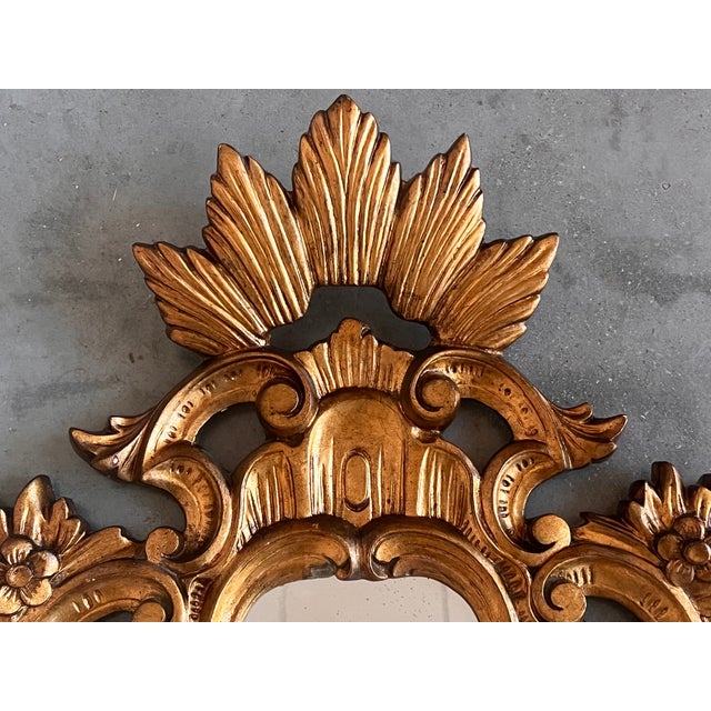 Glass 19th Century Antique Gold Cornucopia Mirror For Sale - Image 7 of 7