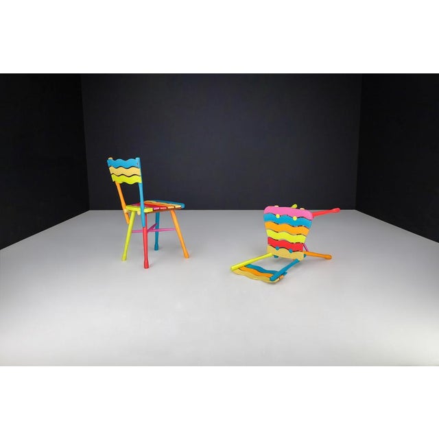 Mid-Century French Folk Art Painted Beechwood Chairs, France, 1960s, Set of 2 For Sale - Image 3 of 13