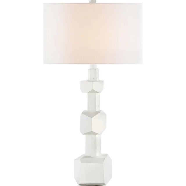 Modern Suzanne Kasler for Visual Comfort Signature Collection Vienne Medium Buffet Lamp in Plaster White with Linen Shade For Sale - Image 3 of 3