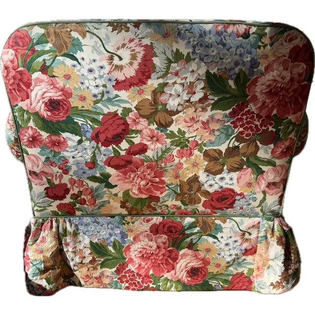 Custom Floral Upholstered Club Chair Attributed to Mario Buatta For Sale - Image 13 of 18