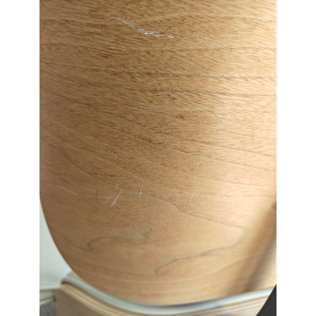 Eames Chair & Ottoman Beige Leather and Walnut wood Purchased in 2006. Chair: 33ʺW × 34ʺD × 32ʺH Ottoman: 17 1/4" H, 26"...