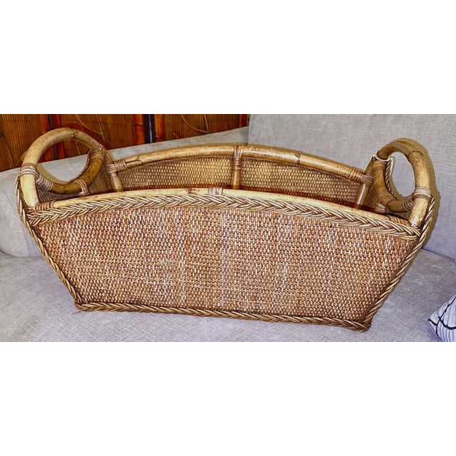 Vintage Bamboo/Rattan Wicker Basket For Sale - Image 4 of 9