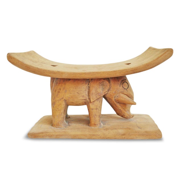 Tribal Vintage Ashanti African Small Wood Elephant Stool For Sale - Image 3 of 3