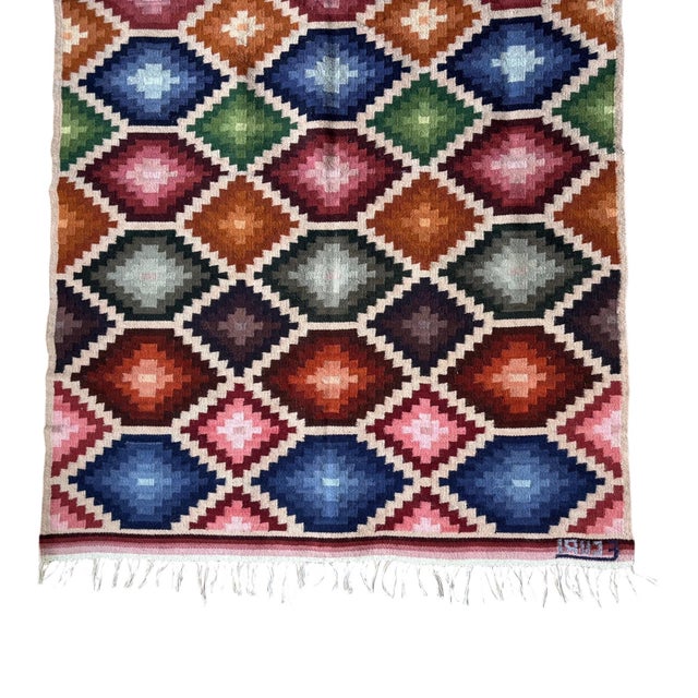 Hand-Woven Ecuadorian Wool Kilim, Signed For Sale - Image 10 of 13