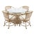 Vintage Rattan Dining Set, White Bamboo Boho Table With Glass Top For Sale