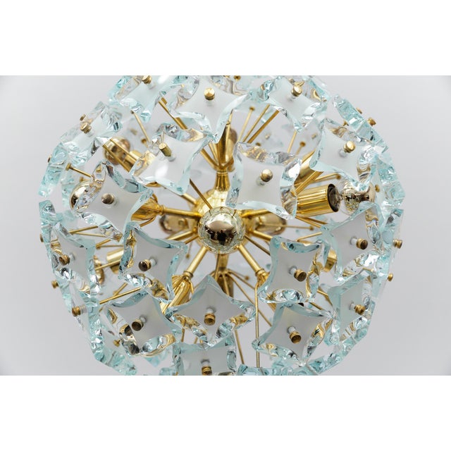 Metal Gold and Glass Snowflake Lamp from Zero Quattro, Italy, 1960s For Sale - Image 7 of 15