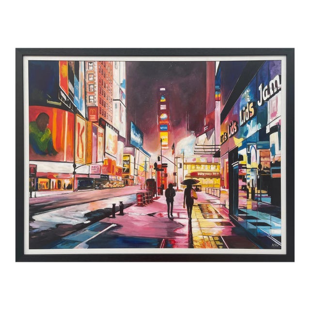 Painting of Times Square Manhattan New York City - Unique Original Art by Contemporary British Artist, 2021 For Sale