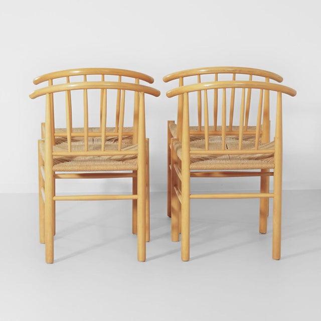 Danish J-151 Dining Chairs in Beech and Papercord by Erik Ole Jørgensen for FDB Møbler, 1960s, Set of 4 For Sale - Image 4 of 8
