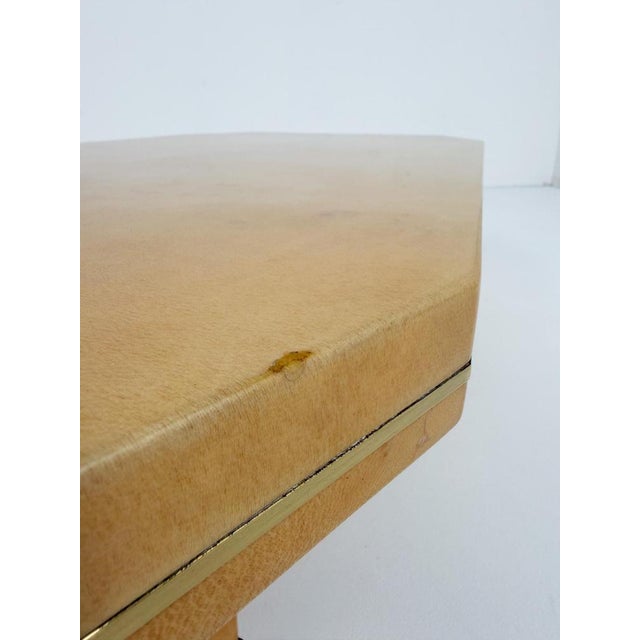 Mid-Century Italian Goatskin and Brass Coffee Table, 1970s For Sale - Image 14 of 18