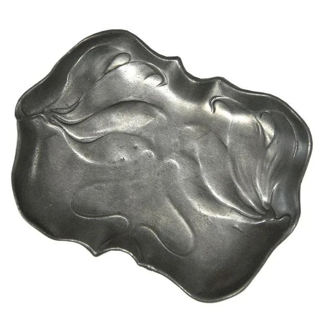 Antique Art Nouveau Pewter Dish from Walter Scherf & Co For Sale - Image 9 of 9