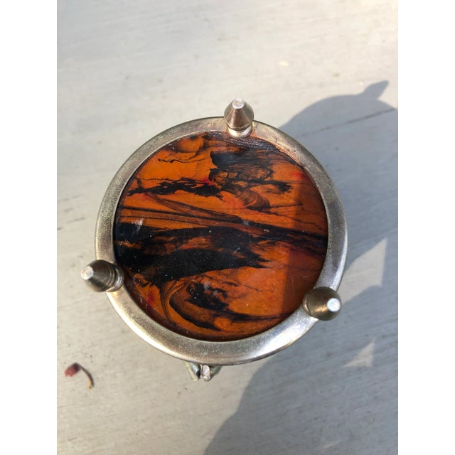 Metal Diminutive Faux Marble Jewelry Box For Sale - Image 7 of 10