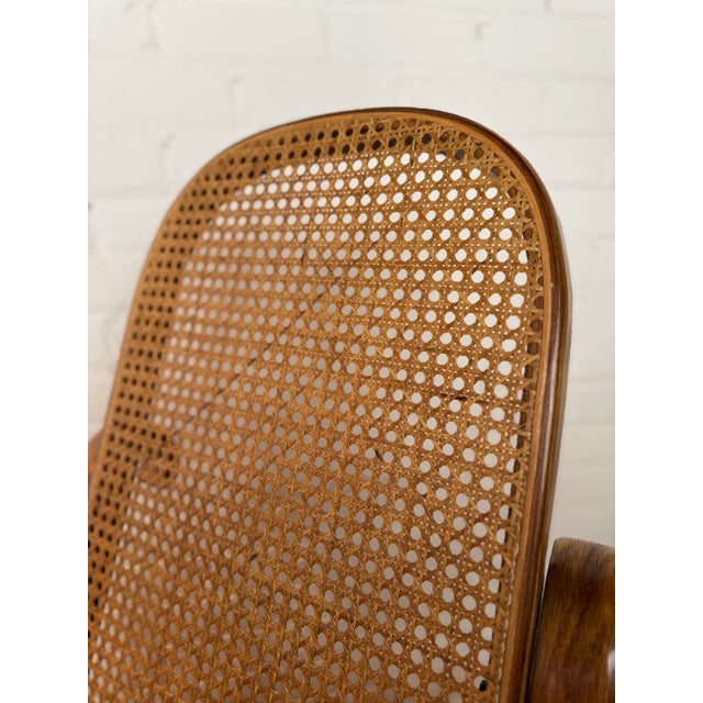 1970s Vintage Thonet-Style Bentwood Cane Rocking Chair For Sale - Image 5 of 8