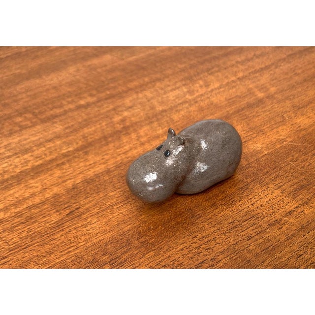 Ceramic Mid-Century Ceramic Hippo Figurine, 1960s For Sale - Image 7 of 16