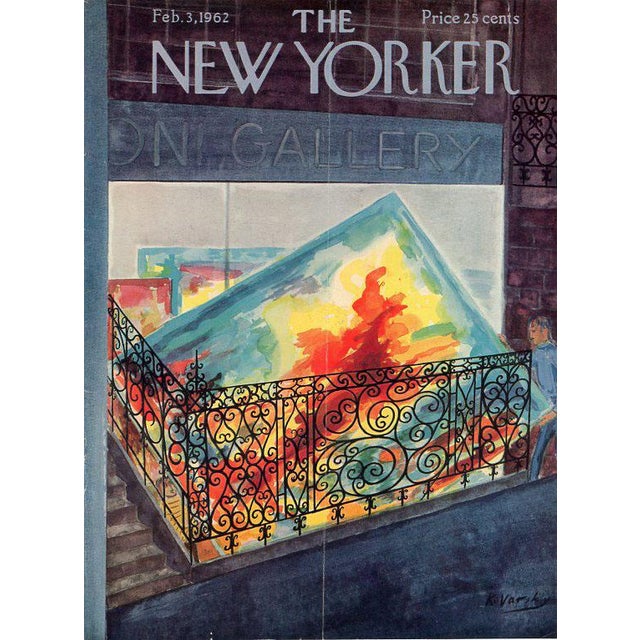 Original vintage New Yorker magazine cover dated February 3, 1962 featuring an Art Gallery theme. Cover art by Anatol...