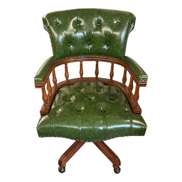 Chesterfield Style Captain's Desk Chair For Sale