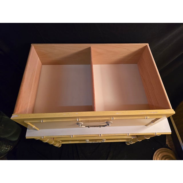 Paper 1970s Thomasville Allegro Yellow Faux Bamboo Dresser, Attributed For Sale - Image 7 of 17