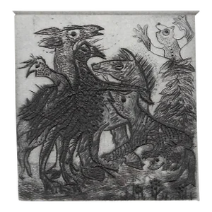 1972 Adrienne Cullom Fable Embossed Etching