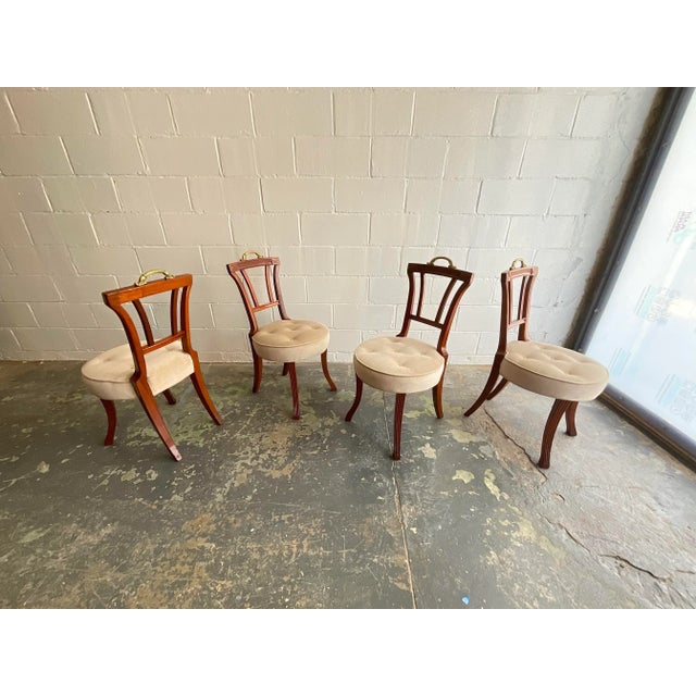 1940s Antique Set of Four Carved Mahogany Grosfeld House Dining Chairs, 1940s For Sale - Image 5 of 12