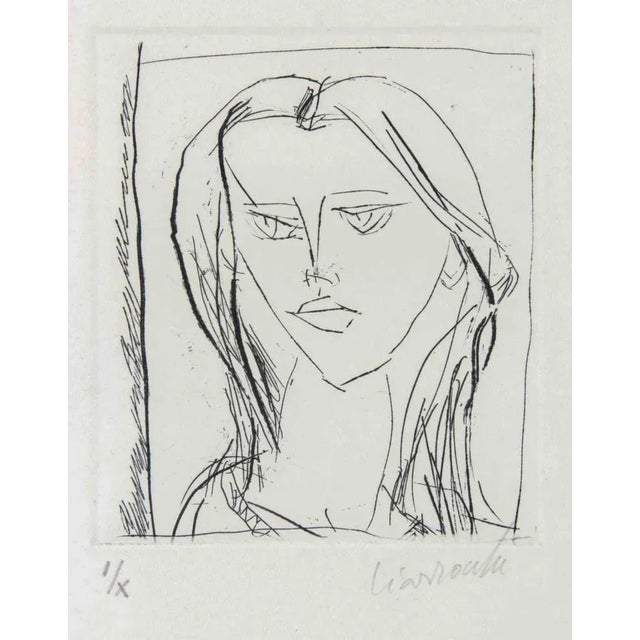 Arnoldo Ciarrocchi, Portrait of a Girl, Etching, 1970s For Sale - Image 4 of 4