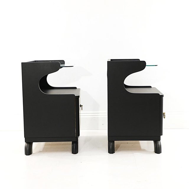 Fantastic art deco nightstands from the 1930´s with original glass tops. Top quality in every detail. This piece is...