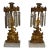 Pair Antique Victorian Girandoles Brass Marble Crystal Candelabra Candle Holders For Sale