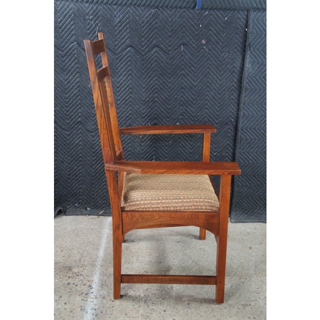 Stickley 6 Stickley Mission Arts & Crafts Quartersawn Oak Harvey Ellis Dining Chairs For Sale - Image 4 of 15