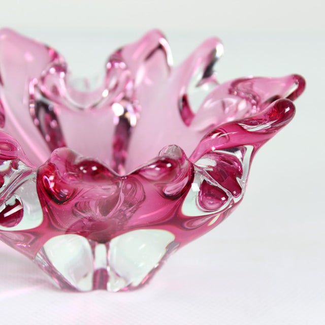 Mid-Century Modern Pink Art Glass Bowl from František Zemek, Czechoslovakia, 1960s For Sale - Image 3 of 7