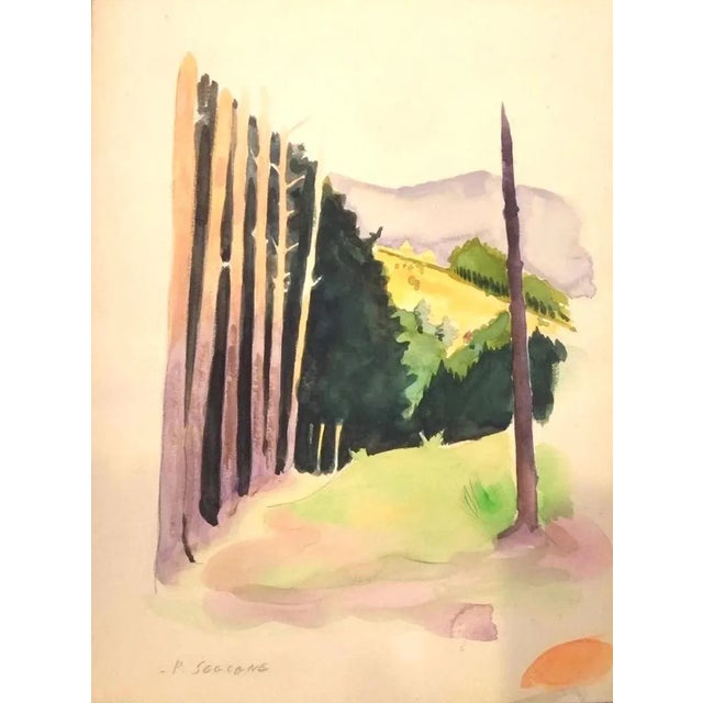 Into the French Woods - Original Watercolor on Paper by Pierre Segogne - 1930s 1930 For Sale - Image 3 of 3