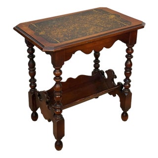 Antique Colonial Bird's Eye Maple Turned Occasional Table For Sale