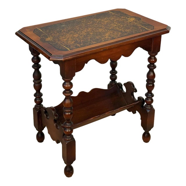 Antique Colonial Bird's Eye Maple Turned Occasional Table For Sale