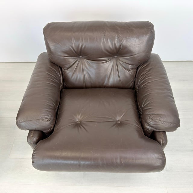 Brown Coronado Leather Lounge Chairs With Ottoman by Afra and Tobia Scarpa For Sale - Image 8 of 18