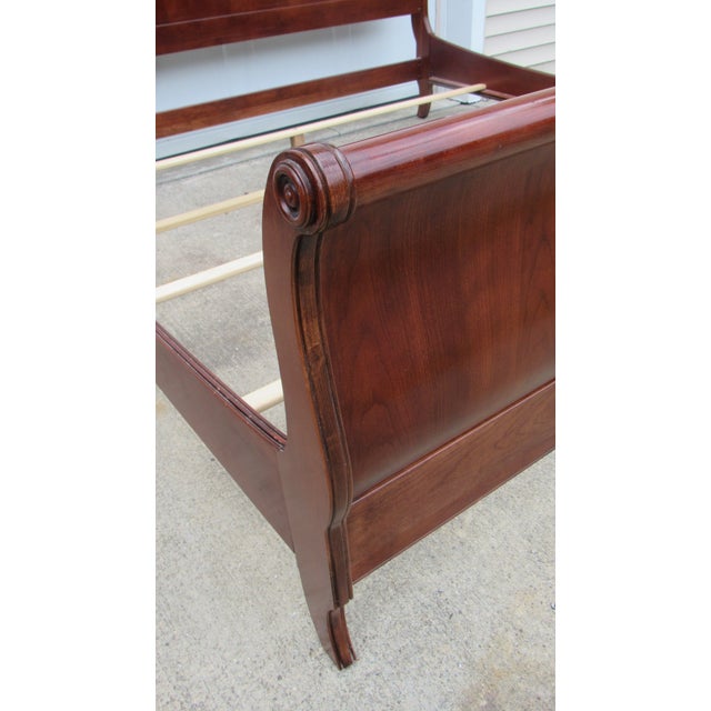 Wood Ethan Allen Georgian Court Cherry King Bed Sleigh Designer For Sale - Image 7 of 7